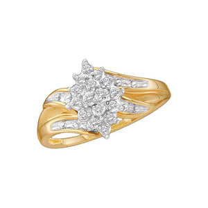 Diamond Cluster Ring | 10kt Yellow Gold Womens Round Diamond Cluster Ring 1/10 Cttw | Splendid Jewellery GND