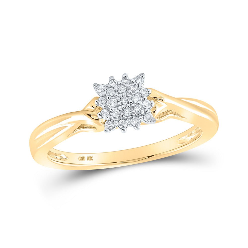 Diamond Cluster Ring | 10kt Yellow Gold Womens Round Diamond Cluster Ring 1/10 Cttw | Splendid Jewellery GND