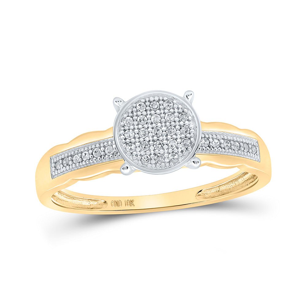 Diamond Cluster Ring | 10kt Yellow Gold Womens Round Diamond Cluster Ring 1/10 Cttw | Splendid Jewellery GND