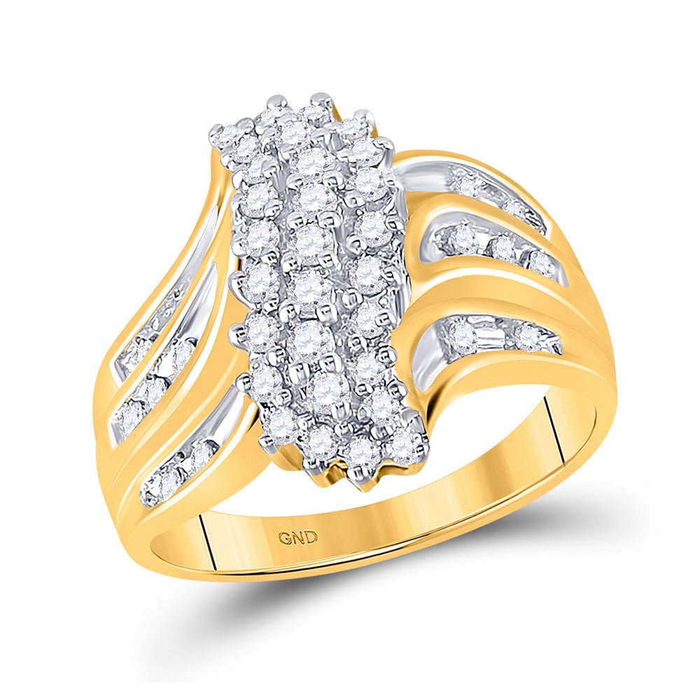 Diamond Cluster Ring | 10kt Yellow Gold Womens Round Diamond Cluster Ring 1/2 Cttw | Splendid Jewellery GND