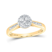 Load image into Gallery viewer, Radiant Brilliance: 10kt Yellow Gold Womens Round Diamond Cluster Ring 1/2 Cttw product  Top View from Splendid Jewellery