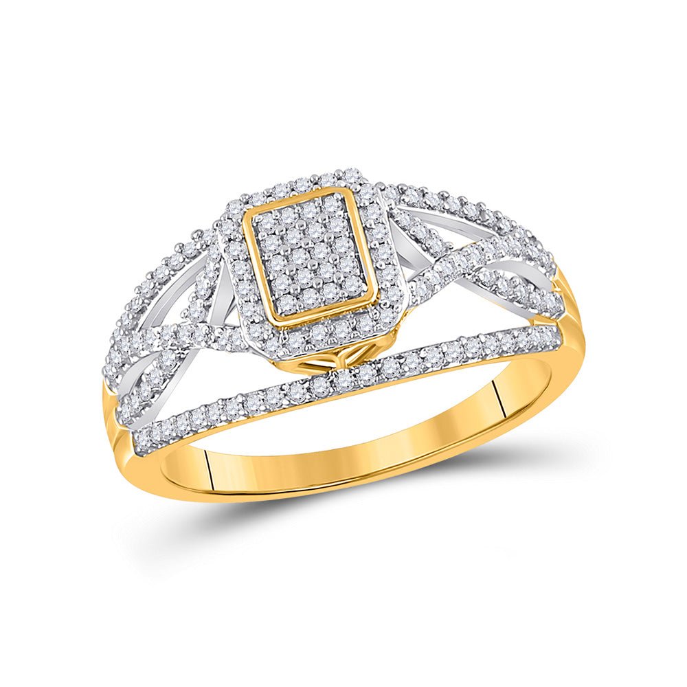 Diamond Cluster Ring | 10kt Yellow Gold Womens Round Diamond Cluster Ring 1/3 Cttw | Splendid Jewellery GND