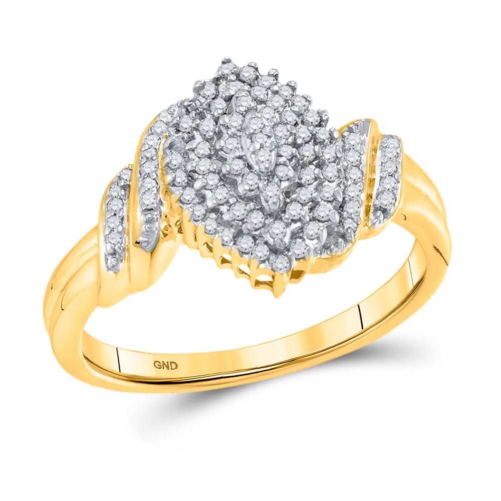 Diamond Cluster Ring | 10kt Yellow Gold Womens Round Diamond Cluster Ring 1/4 Cttw | Splendid Jewellery GND