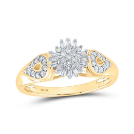 Radiant Cluster of Diamonds Ring | 10kt Yellow Gold Womens Round Diamond Cluster Ring 1/4 Cttw | Splendid Jewellery product  Top View from Splendid Jewellery
