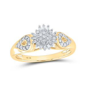 Diamond Cluster Ring | 10kt Yellow Gold Womens Round Diamond Cluster Ring 1/4 Cttw | Splendid Jewellery GND