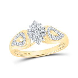 Radiant Beauty: 10kt Yellow Gold Womens Round Diamond Cluster Ring 1/4 Cttw product  Top View from Splendid Jewellery