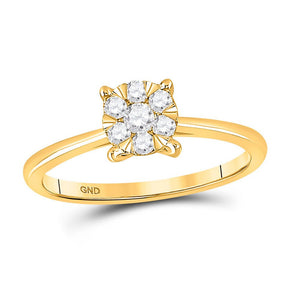 Diamond Cluster Ring | 10kt Yellow Gold Womens Round Diamond Cluster Ring 1/4 Cttw | Splendid Jewellery GND