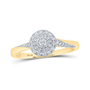 Diamond Cluster Ring | 10kt Yellow Gold Womens Round Diamond Cluster Ring 1/4 Cttw | Splendid Jewellery GND