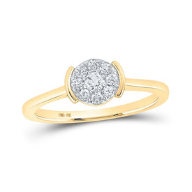 Radiant Elegance: 10kt Yellow Gold Womens Round Diamond Cluster Ring 1/4 Cttw product  Top View from Splendid Jewellery