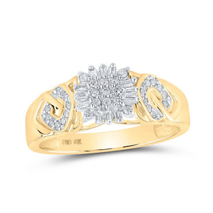 Diamond Cluster Ring | 10kt Yellow Gold Womens Round Diamond Cluster Ring 1/5 Cttw | Splendid Jewellery GND