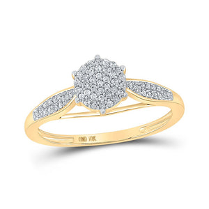 Diamond Cluster Ring | 10kt Yellow Gold Womens Round Diamond Cluster Ring 1/5 Cttw | Splendid Jewellery GND