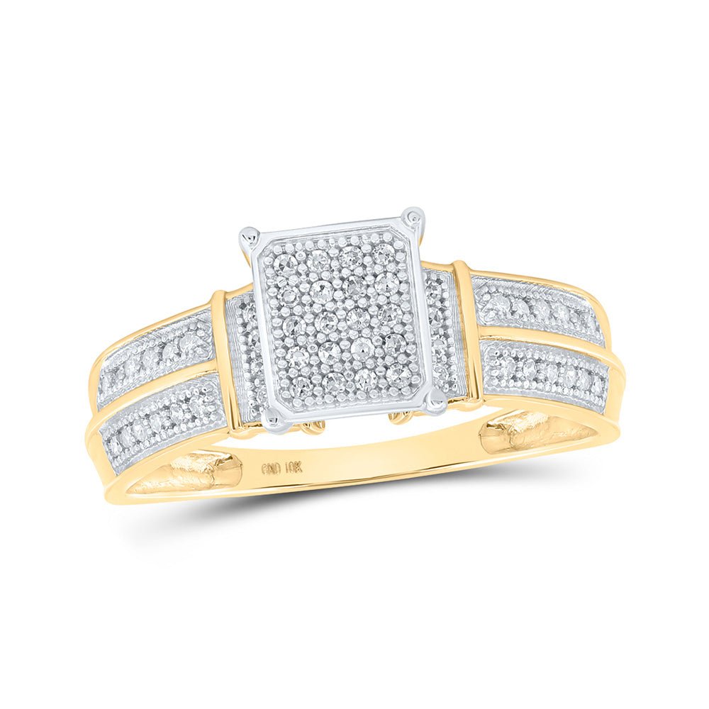 Diamond Cluster Ring | 10kt Yellow Gold Womens Round Diamond Cluster Ring 1/6 Cttw | Splendid Jewellery GND