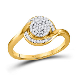 Diamond Cluster Ring | 10kt Yellow Gold Womens Round Diamond Cluster Ring 1/6 Cttw | Splendid Jewellery GND