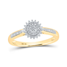 Radiant Elegance: 10kt Yellow Gold Diamond Cluster Ring 1/6 Cttw product  Top View from Splendid Jewellery
