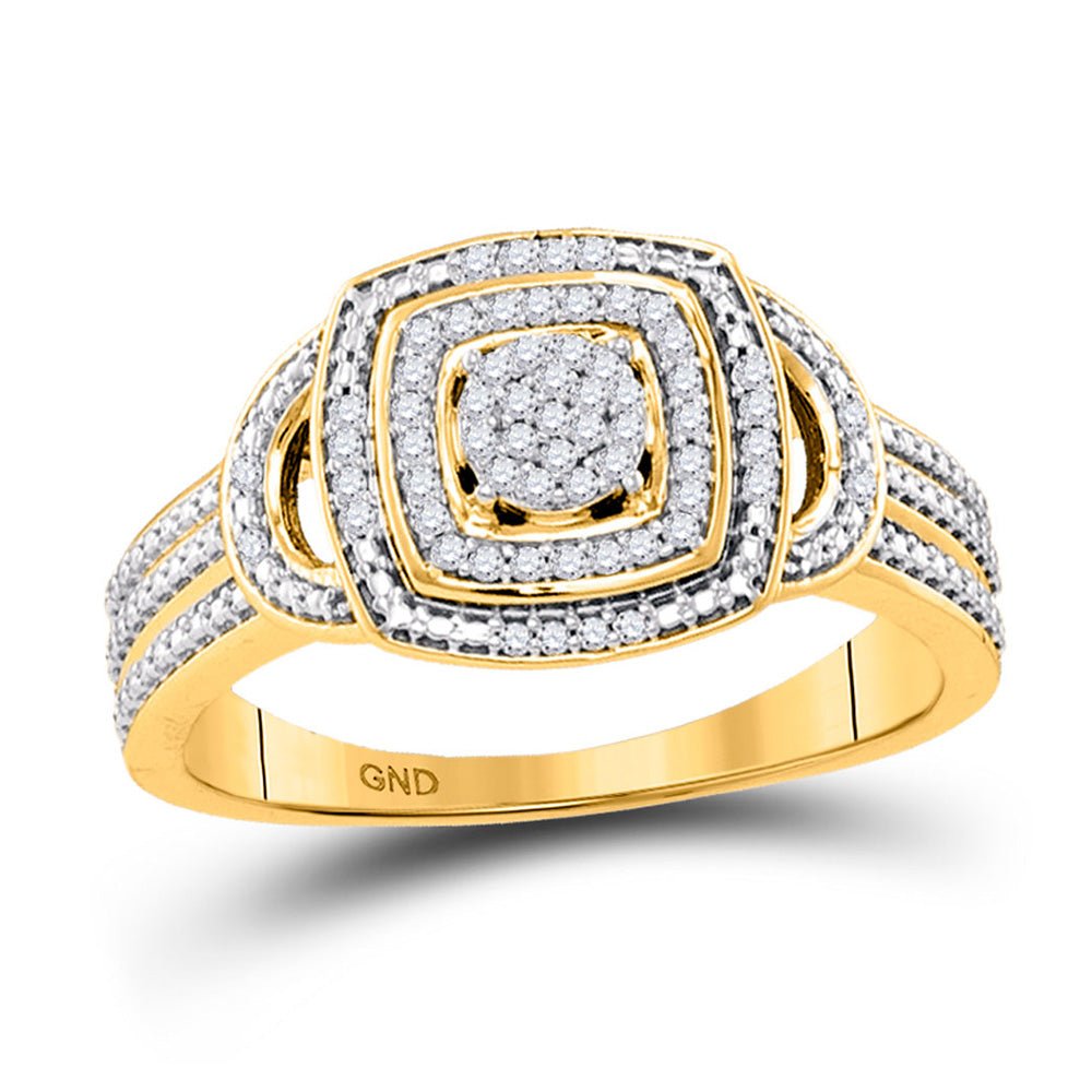 Diamond Cluster Ring | 10kt Yellow Gold Womens Round Diamond Cluster Ring 1/6 Cttw | Splendid Jewellery GND