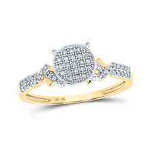 Load image into Gallery viewer, Dazzling Brilliance: 10kt Yellow Gold Womens Round Diamond Cluster Ring 1/6 Cttw product  Top View from Splendid Jewellery