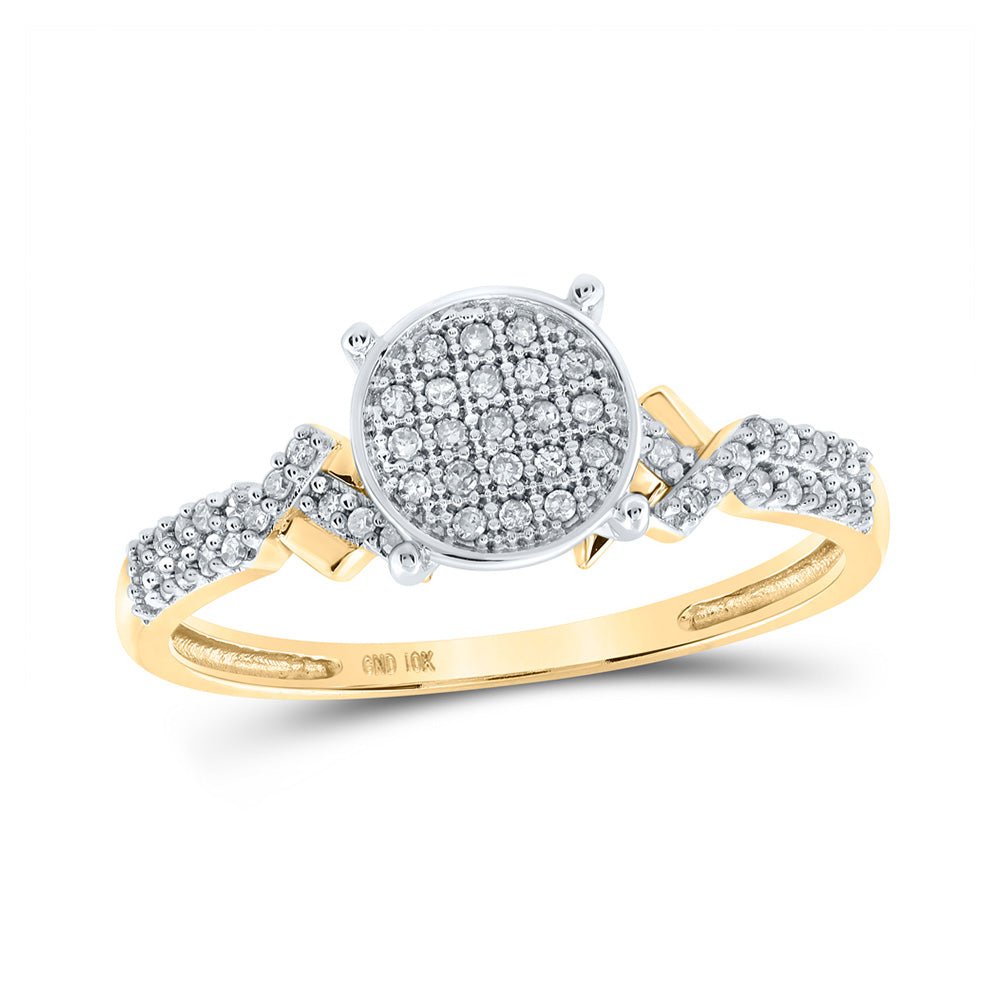 Diamond Cluster Ring | 10kt Yellow Gold Womens Round Diamond Cluster Ring 1/6 Cttw | Splendid Jewellery GND