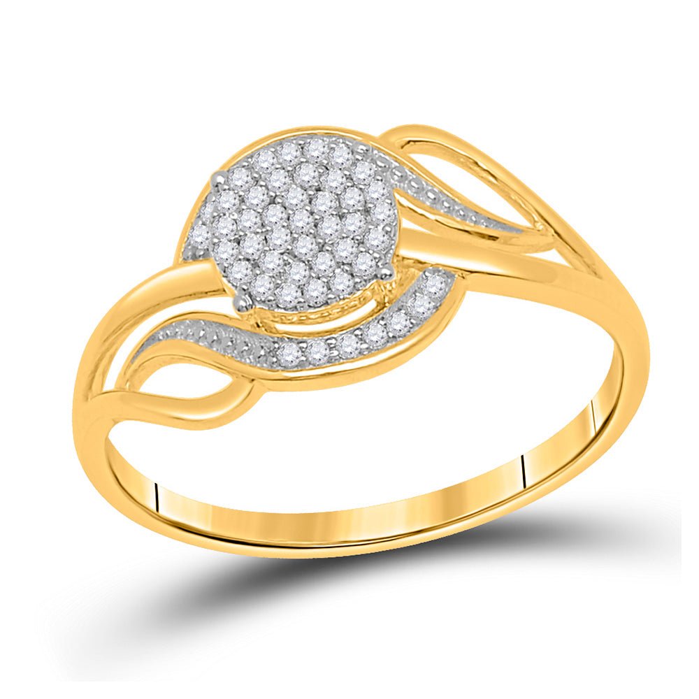 Diamond Cluster Ring | 10kt Yellow Gold Womens Round Diamond Cluster Ring 1/6 Cttw | Splendid Jewellery GND