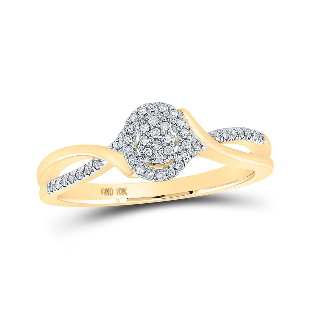 Diamond Cluster Ring | 10kt Yellow Gold Womens Round Diamond Cluster Ring 1/8 Cttw | Splendid Jewellery GND