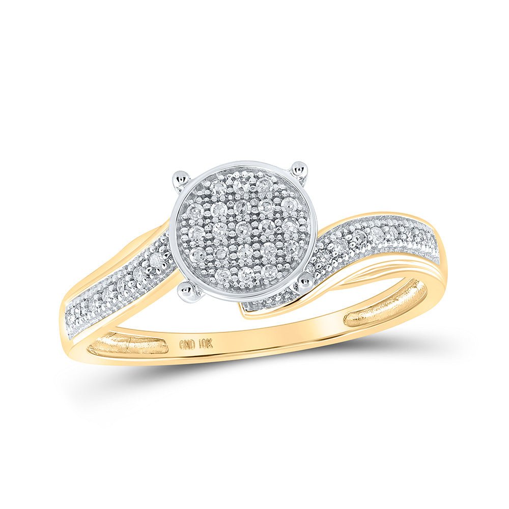 Diamond Cluster Ring | 10kt Yellow Gold Womens Round Diamond Cluster Ring 1/8 Cttw | Splendid Jewellery GND