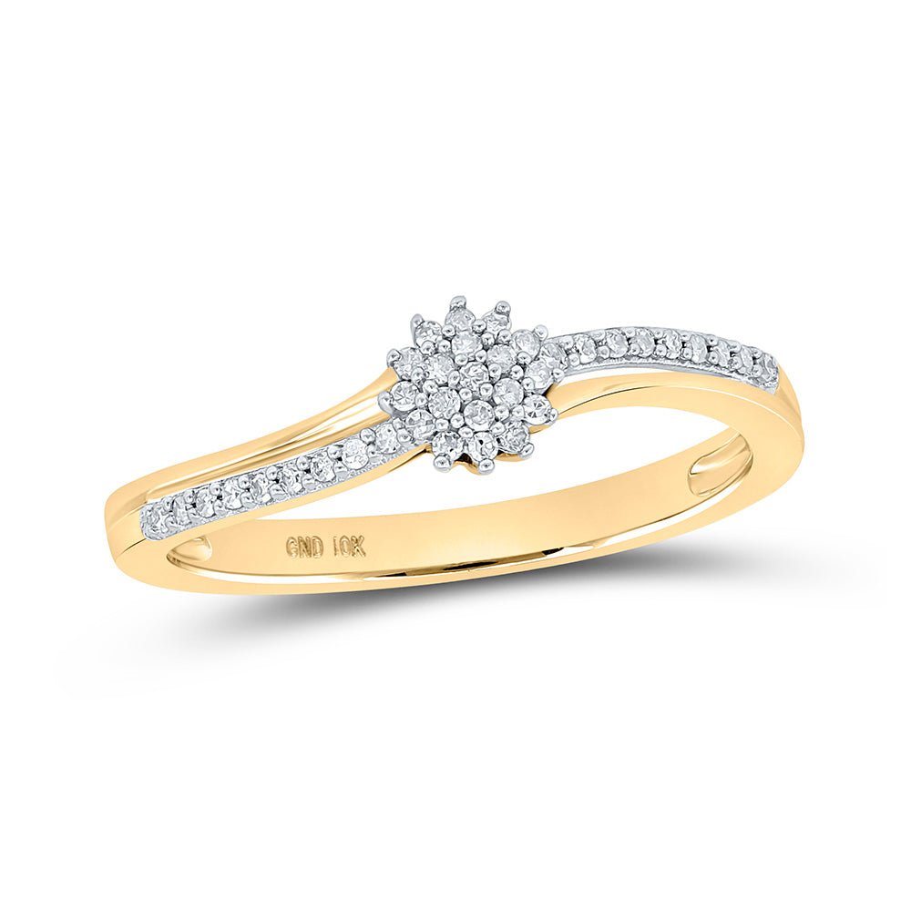 Diamond Cluster Ring | 10kt Yellow Gold Womens Round Diamond Cluster Ring 1/8 Cttw | Splendid Jewellery GND