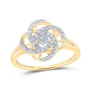 Diamond Cluster Ring | 10kt Yellow Gold Womens Round Diamond Cluster Ring 1/8 Cttw | Splendid Jewellery GND