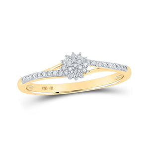 Diamond Cluster Ring | 10kt Yellow Gold Womens Round Diamond Cluster Ring 1/8 Cttw | Splendid Jewellery GND