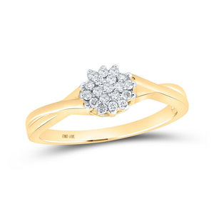 Diamond Cluster Ring | 10kt Yellow Gold Womens Round Diamond Cluster Ring 1/8 Cttw | Splendid Jewellery GND