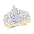 Radiant Brilliance: 10kt Yellow Gold Womens Round Diamond Cluster Ring 2 Cttw product  Top View from Splendid Jewellery
