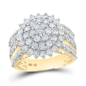 Diamond Cluster Ring | 10kt Yellow Gold Womens Round Diamond Cluster Ring 2 Cttw | Splendid Jewellery GND