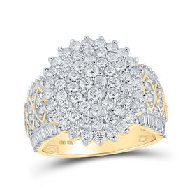 Captivating Brilliance: 10kt Yellow Gold Diamond Cluster Ring - 2 Cttw product  Top View from Splendid Jewellery