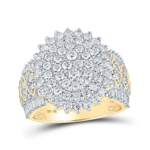 Diamond Cluster Ring | 10kt Yellow Gold Womens Round Diamond Cluster Ring 2 Cttw | Splendid Jewellery GND