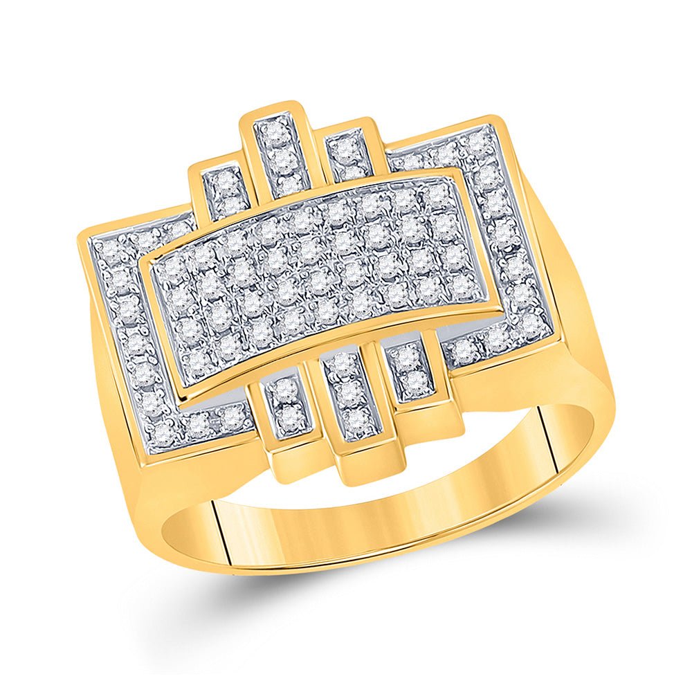 Diamond Cluster Ring | 10kt Yellow Gold Womens Round Diamond Domed Cluster Ring 1/2 Cttw | Splendid Jewellery GND