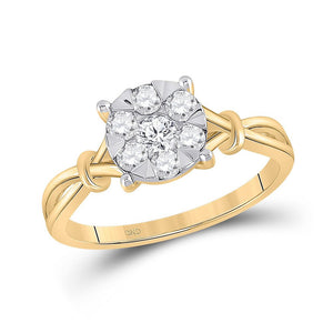 Diamond Cluster Ring | 10kt Yellow Gold Womens Round Diamond Flower Cluster Ring 1/2 Cttw | Splendid Jewellery GND