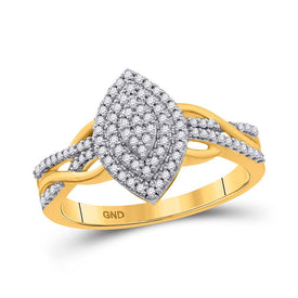 Radiant Marquise Diamond Cluster Ring in 10kt Yellow Gold - 1/4 Cttw product  Top View from Splendid Jewellery