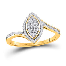 Load image into Gallery viewer, Radiant Gold and Diamond Marquise Cluster Ring product  Top View from Splendid Jewellery