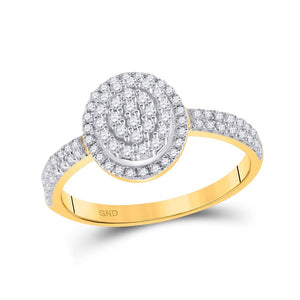 Diamond Cluster Ring | 10kt Yellow Gold Womens Round Diamond Oval Cluster Ring 1/2 Cttw | Splendid Jewellery GND