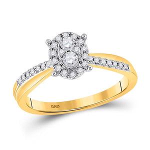 Diamond Cluster Ring | 10kt Yellow Gold Womens Round Diamond Oval Cluster Ring 1/4 Cttw | Splendid Jewellery GND