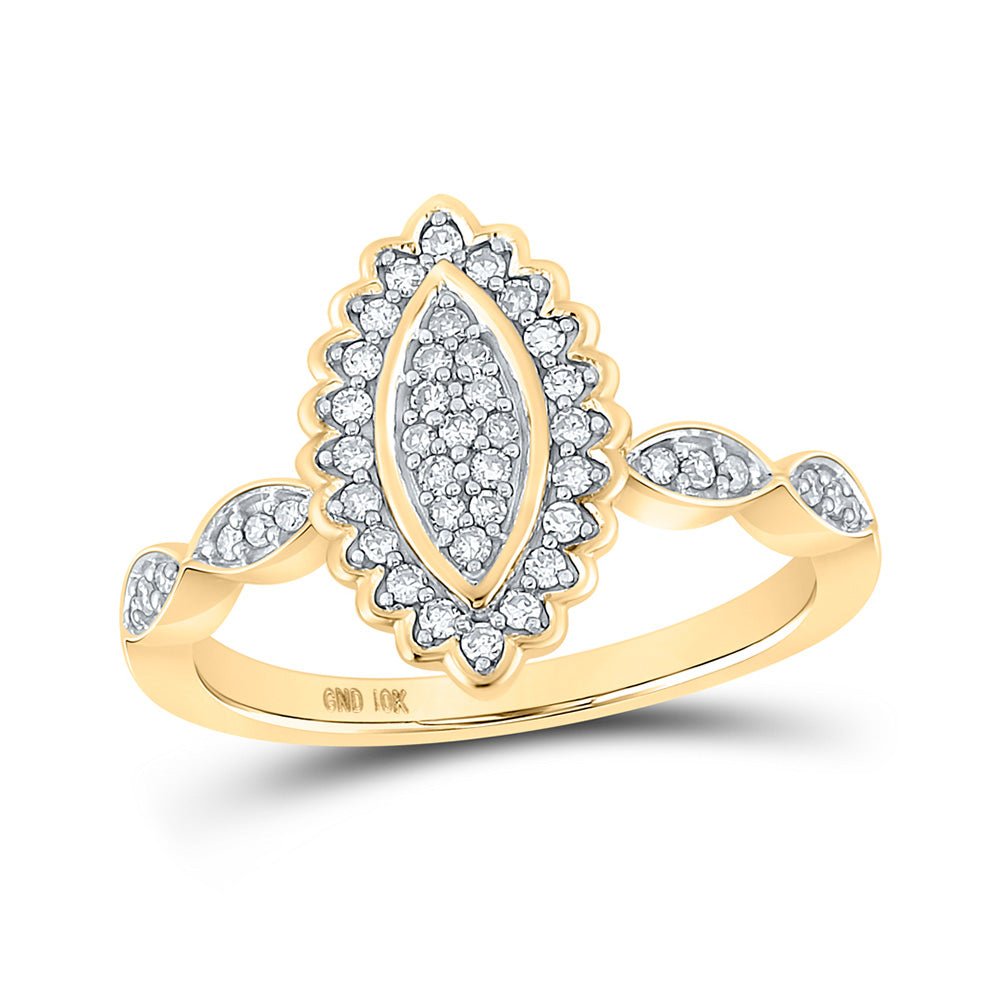 Diamond Cluster Ring | 10kt Yellow Gold Womens Round Diamond Oval Cluster Ring 1/4 Cttw | Splendid Jewellery GND