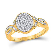 Load image into Gallery viewer, Radiant Brilliance: 10kt Yellow Gold Oval Diamond Cluster Ring product  Top View from Splendid Jewellery