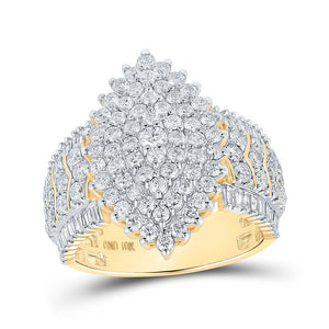 Diamond Cluster Ring | 10kt Yellow Gold Womens Round Diamond Oval Cluster Ring 2 Cttw | Splendid Jewellery GND