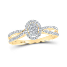 Load image into Gallery viewer, Radiant Diamond Cluster Ring | 10kt Yellow Gold Womens Round Diamond Oval Ring 1/10 Cttw | Splendid Jewellery product  Top View from Splendid Jewellery