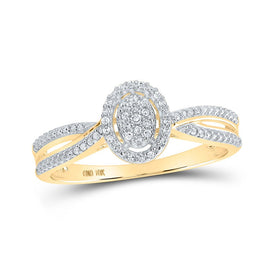 Radiant Diamond Cluster Ring | 10kt Yellow Gold Womens Round Diamond Oval Ring 1/10 Cttw | Splendid Jewellery product  Top View from Splendid Jewellery