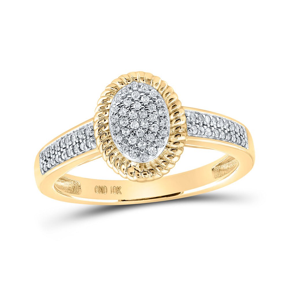 Diamond Cluster Ring | 10kt Yellow Gold Womens Round Diamond Oval Ring 1/5 Cttw | Splendid Jewellery GND