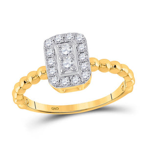 Diamond Cluster Ring | 10kt Yellow Gold Womens Round Diamond Rectangle Cluster Ring 1/3 Cttw | Splendid Jewellery GND