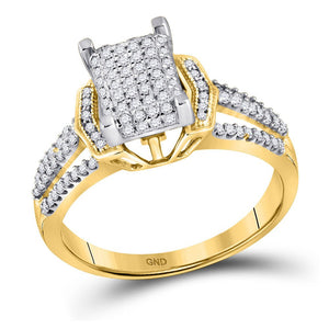 Diamond Cluster Ring | 10kt Yellow Gold Womens Round Diamond Rectangle Cluster Ring 1/3 Cttw | Splendid Jewellery GND