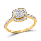 Radiant Brilliance: 10kt Yellow Gold Womens Round Diamond Square Cluster Ring 1/5 Cttw product  Top View from Splendid Jewellery