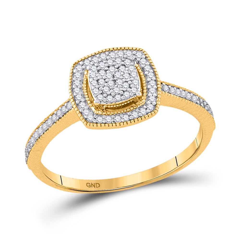 Diamond Cluster Ring | 10kt Yellow Gold Womens Round Diamond Square Cluster Ring 1/5 Cttw | Splendid Jewellery GND