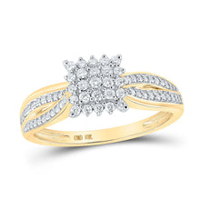 Load image into Gallery viewer, Radiant Harmony: 10kt Yellow Gold Womens Round Diamond Square Cluster Ring product  Top View from Splendid Jewellery