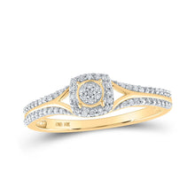 Load image into Gallery viewer, Radiant Gold and Diamond Cluster Ring - Top View
